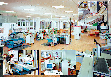 Die im Februar 2002 fertiggestellten neuen Tischlerhallen im HwK-Bauzentrum